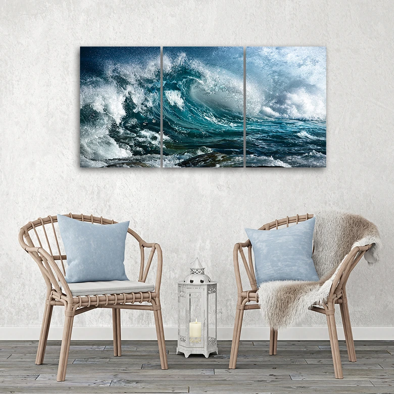 Leinwandbild 3-teilig, Meer Ozean Wellen 