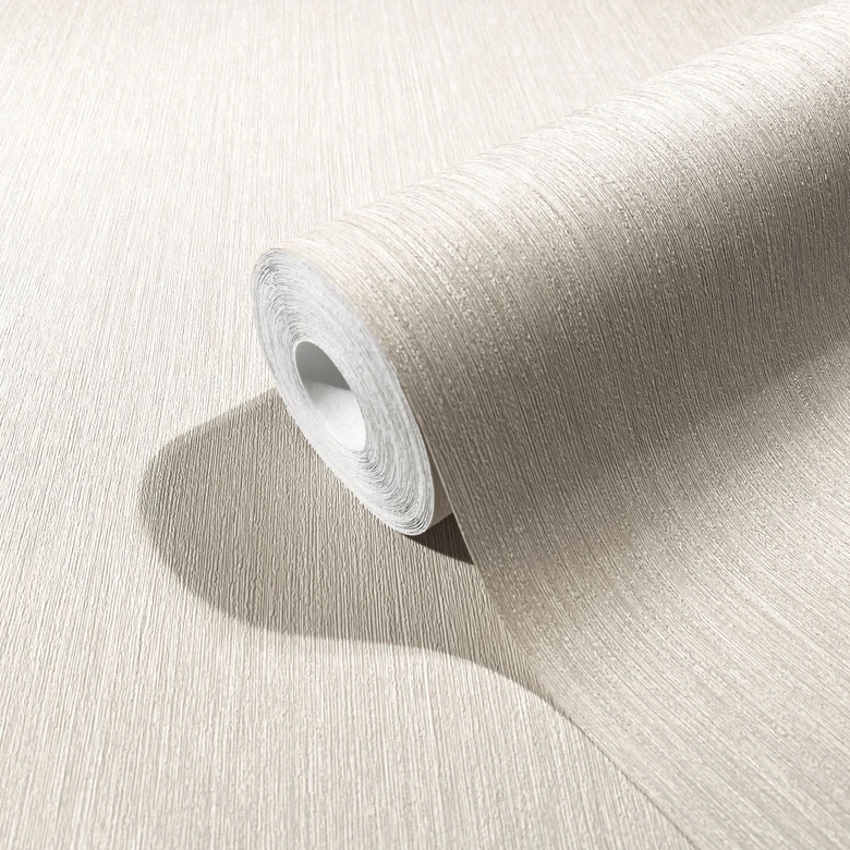 Vliestapete mit feinen Linien und leichter Struktur beige Uni 