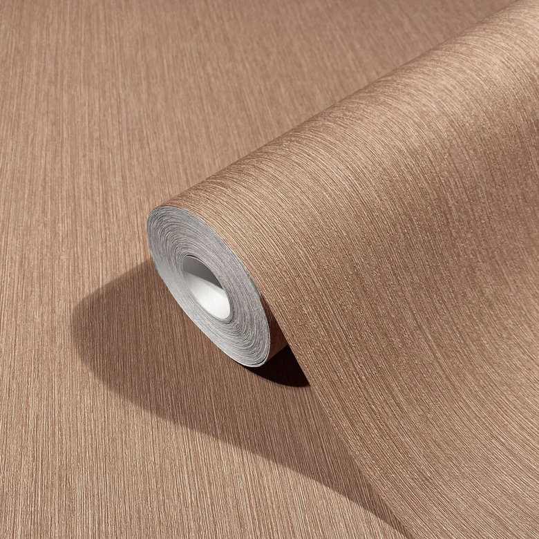 Vliestapete mit feinen Linien und leichter Struktur beige, rot Uni 
