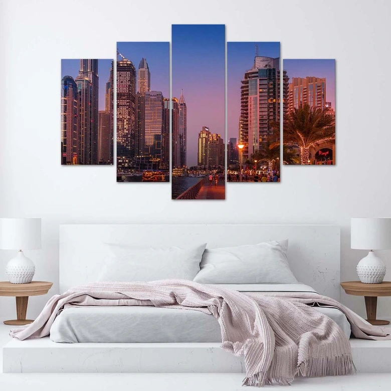 Wandbild 5-teilig, Nights in Dubai Stadt 