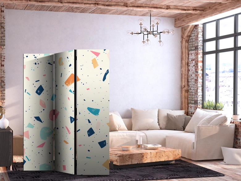 Paravent, Raumteiler freistehend, Trennwand - Terrazzo with Multicolored Large Elements 
