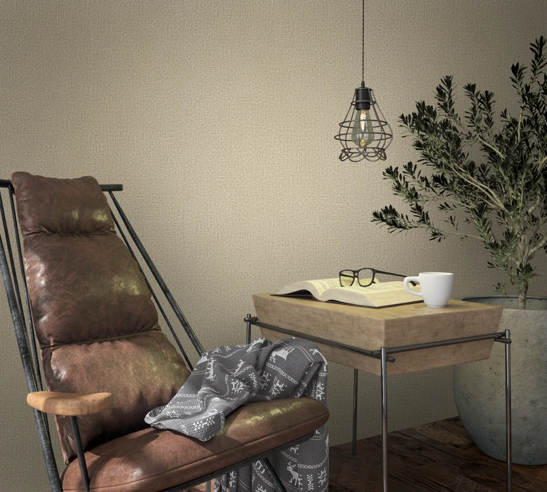 Textielvliesbehang effen beige structuur  