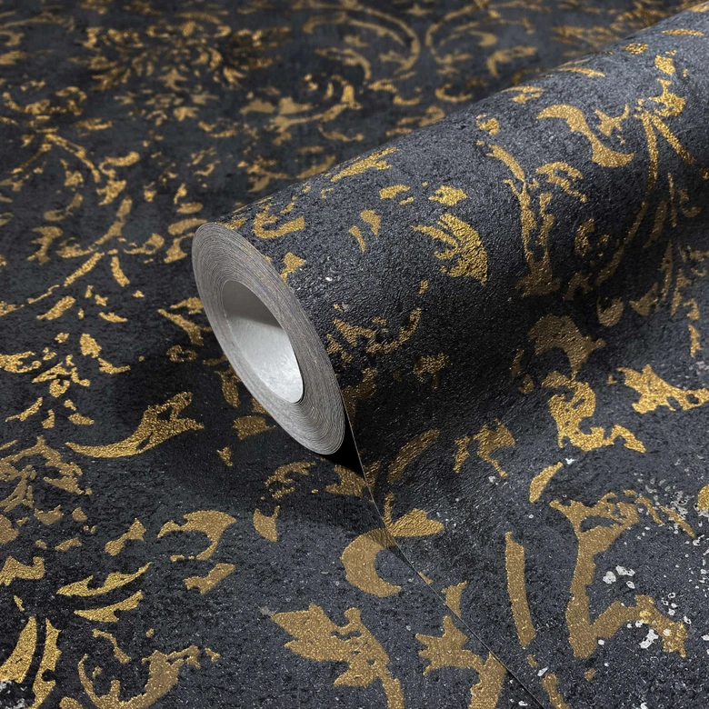 Papier peint intissé Noir ornemental pour salon chambre papier peint marburg 