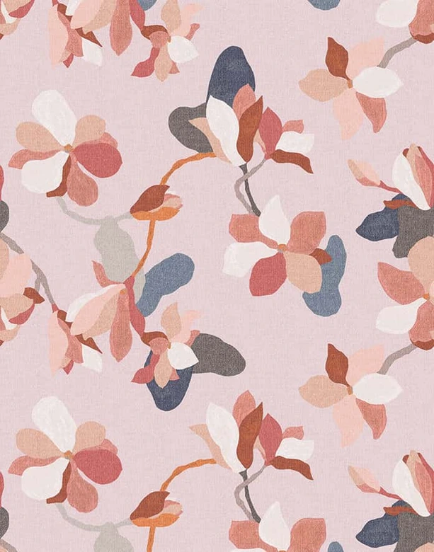 Fototapete Blumen, Blätter Floral Natur, Modern in Rosa-Braun 