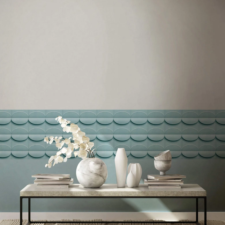 Vliestapete mit einfarbiger Struktur türkis Uni 