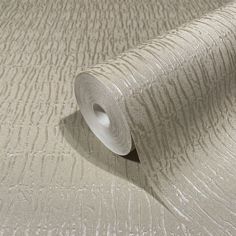 Vliestapete mit textilem Uni beige Struktur 