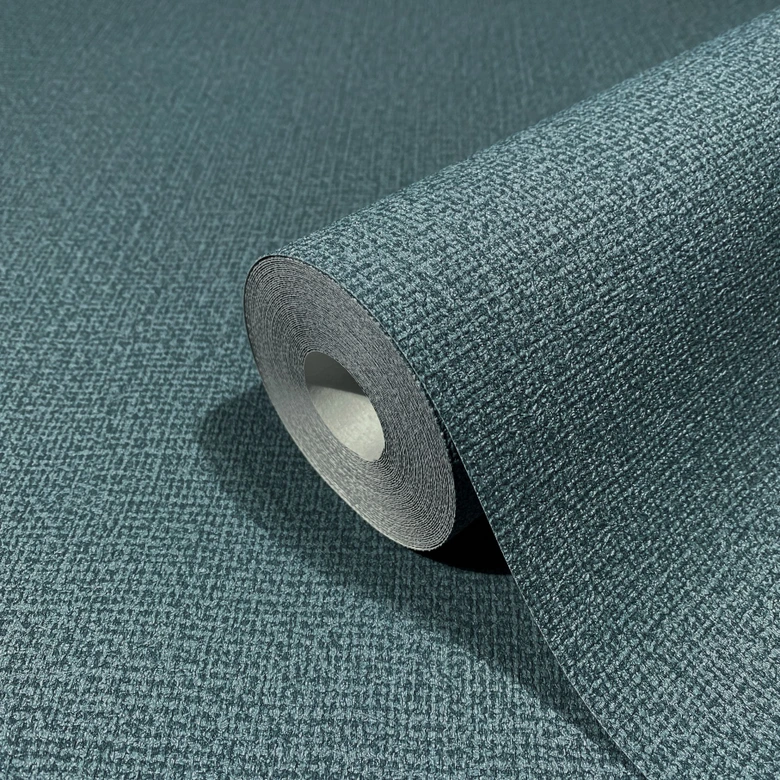Vliestapete mit textilem Uni blau Uni 