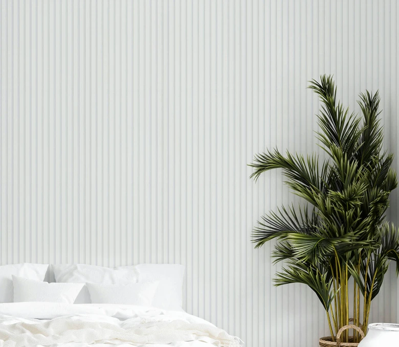 Carta da parati in tessuto non tessuto a strisce bianche per il soggiorno, camera da letto, ufficio di Marburg 