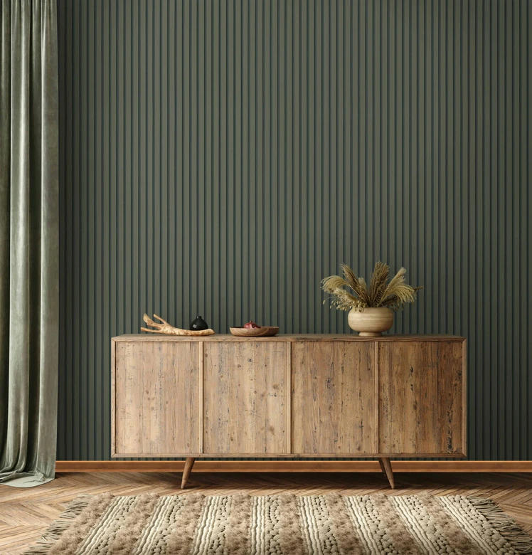 Papier peint intissé vert gris rayures pour salon chambre bureau papier peint marburg 