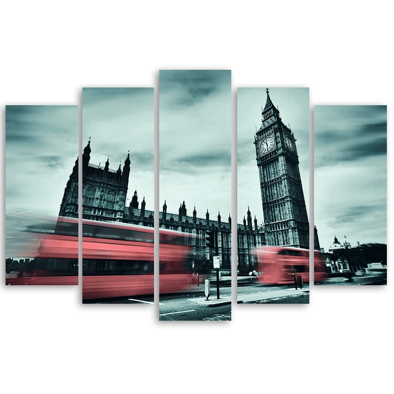 5 stykke lærredstryk, London Bus Big Ben 