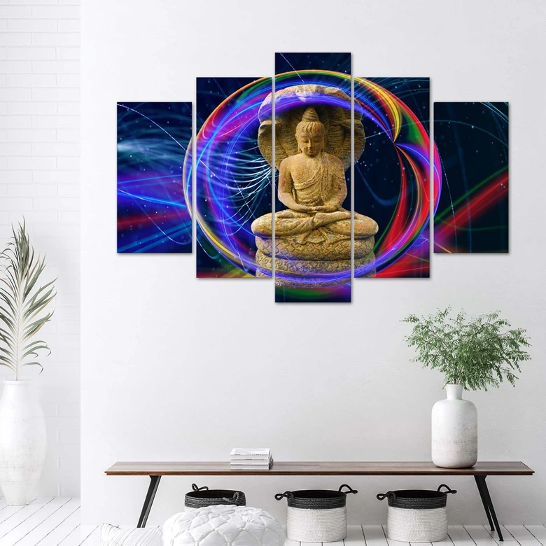 Canvas print 5 stuks, Boeddha Colourful Oriënt 