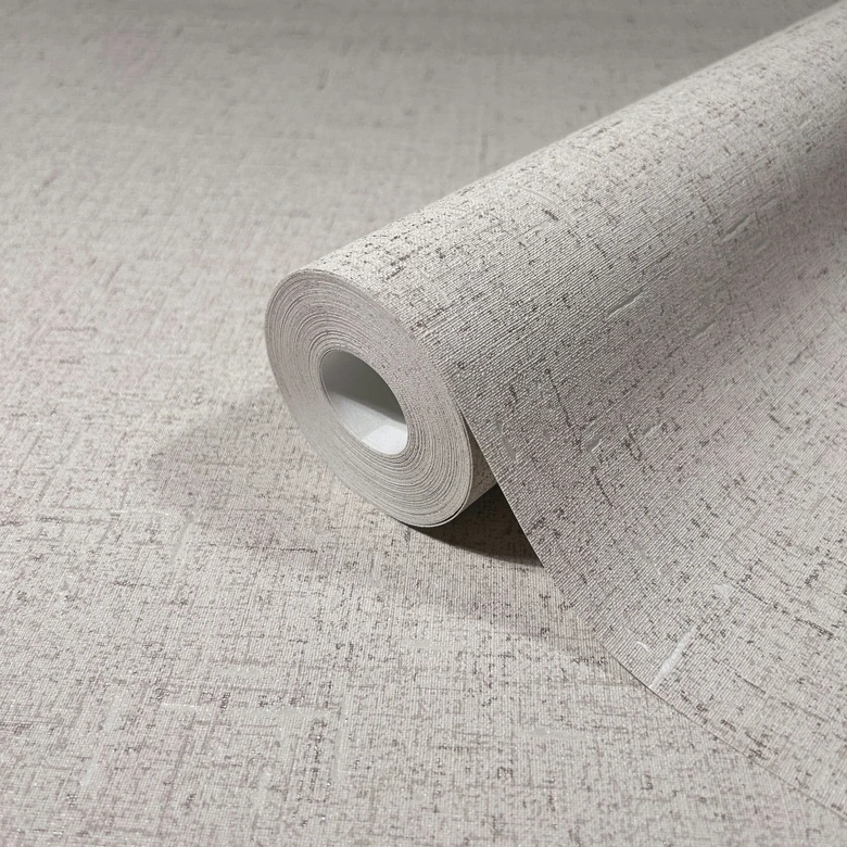 Vliestapete in leicht glänzender Struktur beige, grau Uni 