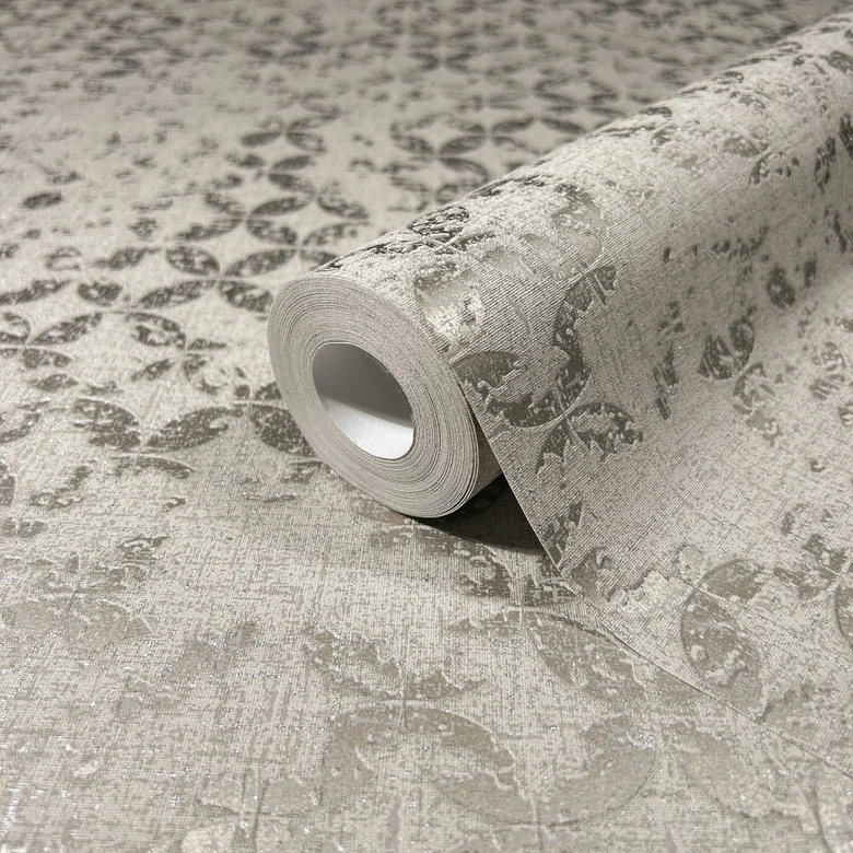 Vliestapete in Sterne ornamentaler Stil grau Grafisch 