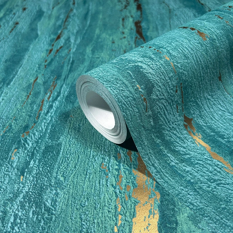 Tapeta z włókniny o błyszczącej, gruboziarnistej fakturze o wyglądzie zielonego tynku 