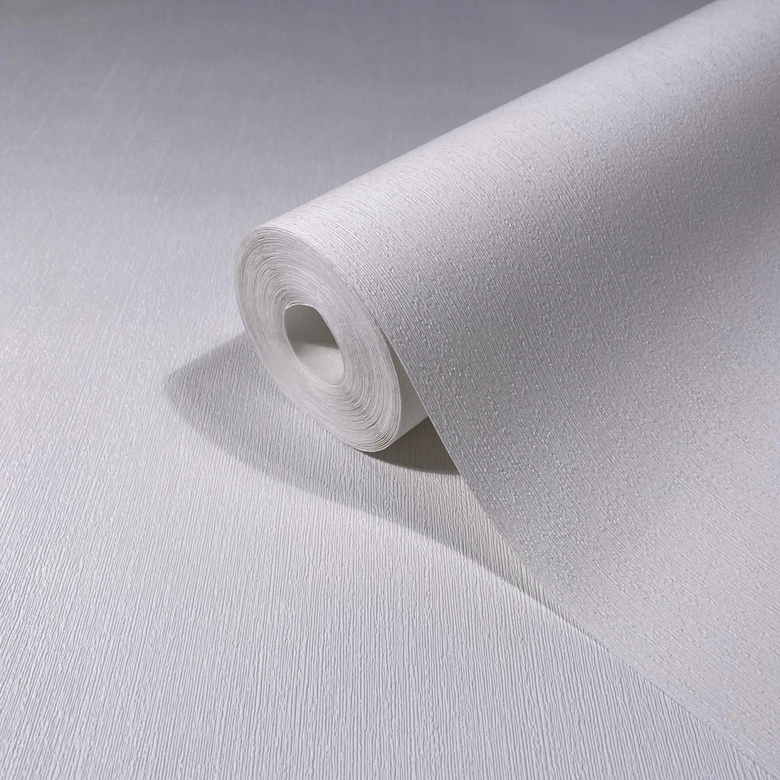 Papel pintado no tejido de aspecto textil con superficie texturada blanco liso 
