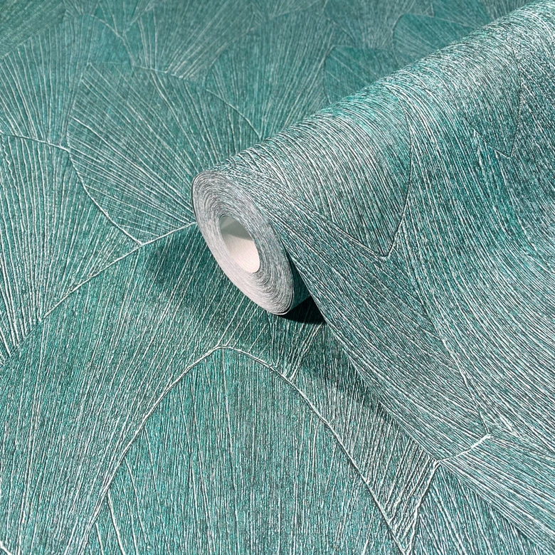 Vliestapete mit strukturiertes Blattmotiv grün Floral 