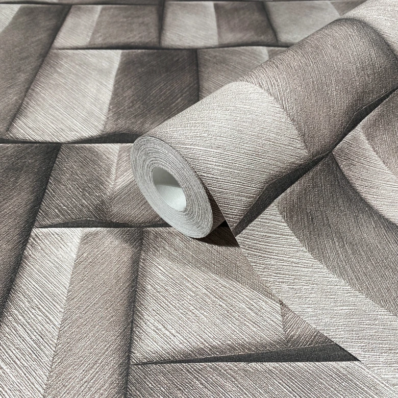 Vliestapete mit Holzmotiv geometrisch braun 3D-Optik 