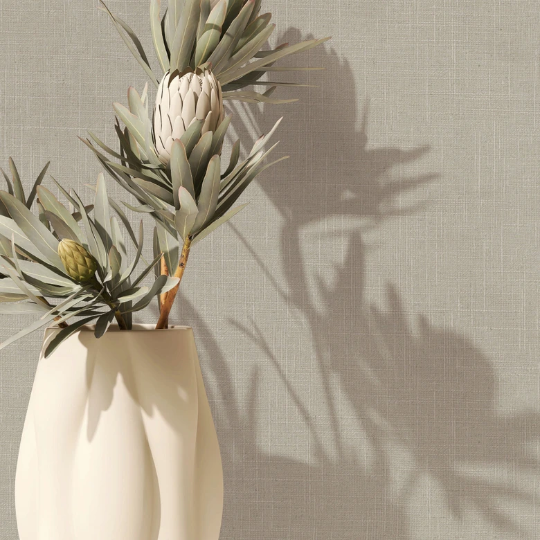 Non-woven wallpaper textile, textured plain modern matt in brown 