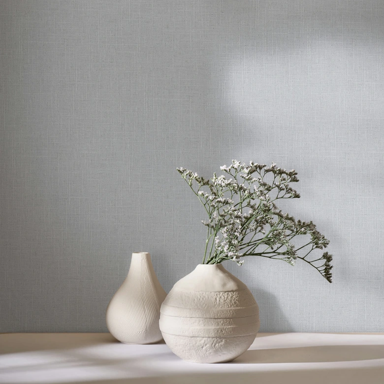 Vliestapete Textil, Struktur Uni Modern matt in Grau 