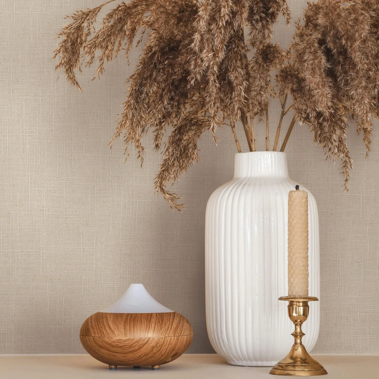 Non-woven wallpaper textile, textured plain modern matt in beige 