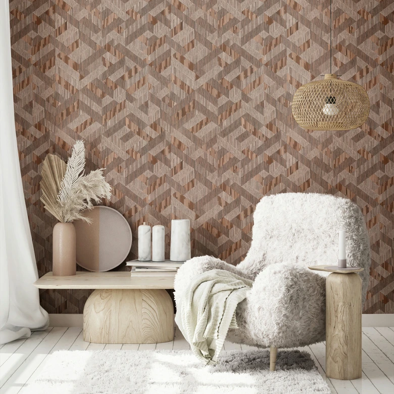 Vliestapete 3D-Optik Holzoptik Landhaus matt in Braun 