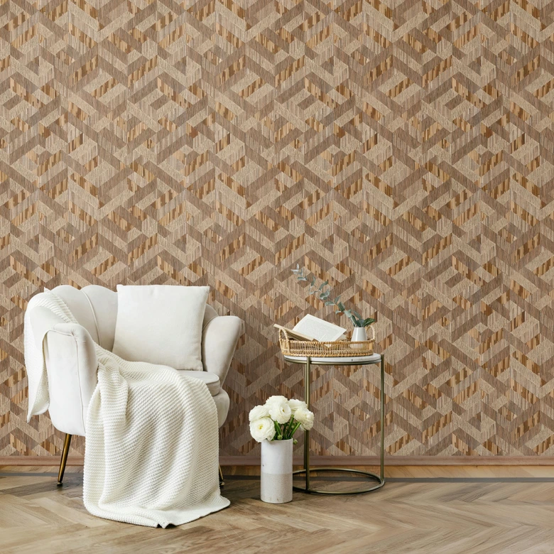 Vliestapete 3D-Optik Holzoptik Landhaus matt in Beige Braun 
