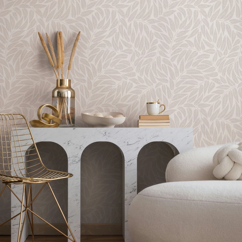 Vliestapete Blätter Floral Natur matt in Grau 