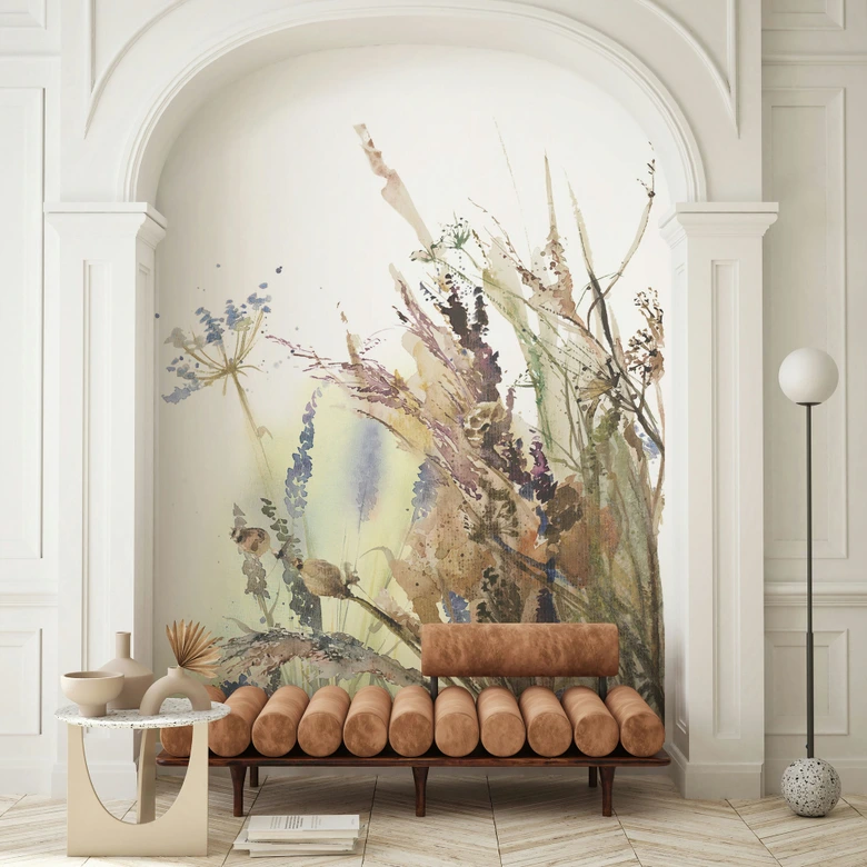 Fototapete Blumen, Blätter Floral Natur matt in Weiß, Grün 2,70 x 1,59m 