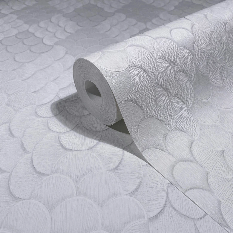 Vliestapete Blumen, 3D-Optik Geometrisch matt in Weiß - Papis Loveday 