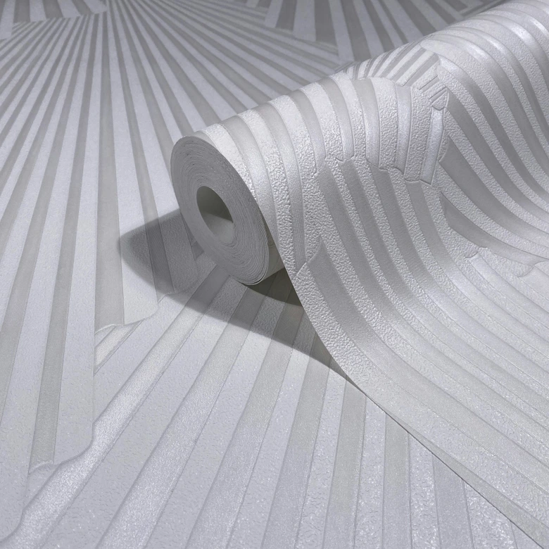 Vliestapete 3D-Optik, Streifen Grafisch Geometrisch in Weiß - Papis Loveday 