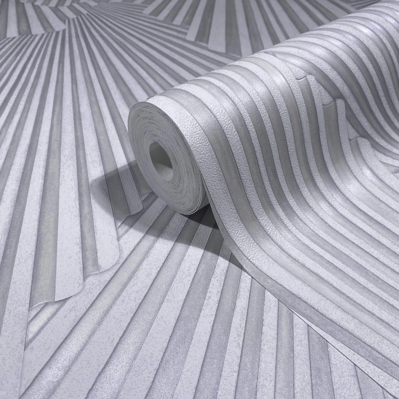 Vliestapete 3D-Optik, Streifen Grafisch Geometrisch in Grau - Papis Loveday 