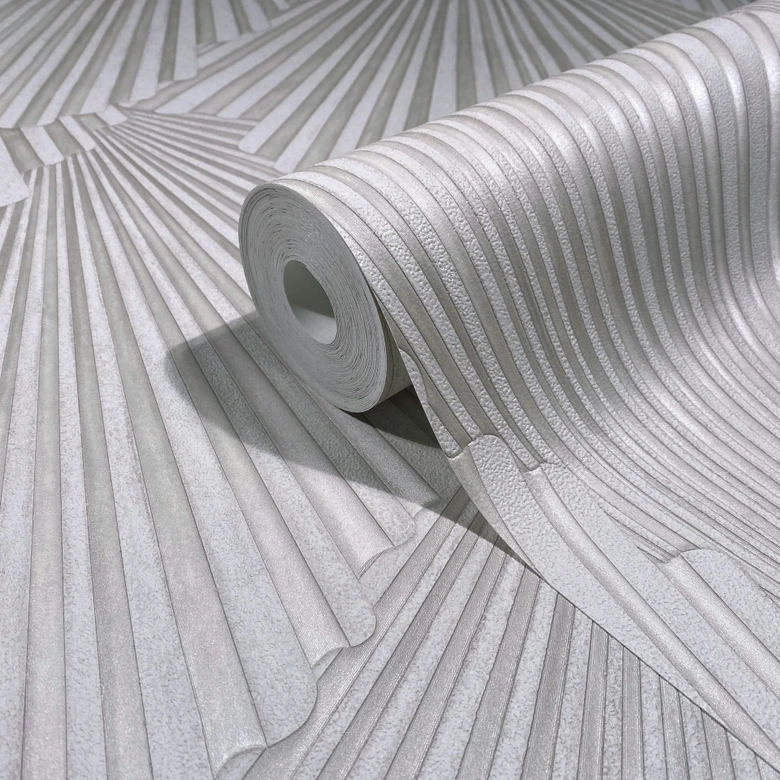 Vliestapete 3D-Optik, Streifen Grafisch Geometrisch in Beige - Papis Loveday  