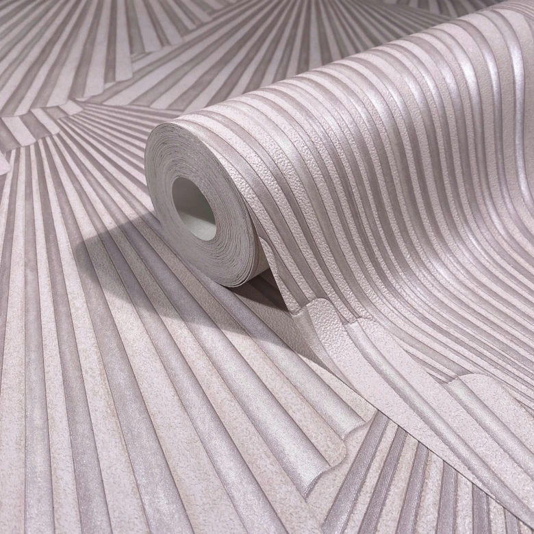 Vliestapete 3D-Optik, Streifen Grafisch Geometrisch in Rosa-Braun - Papis Loveday 