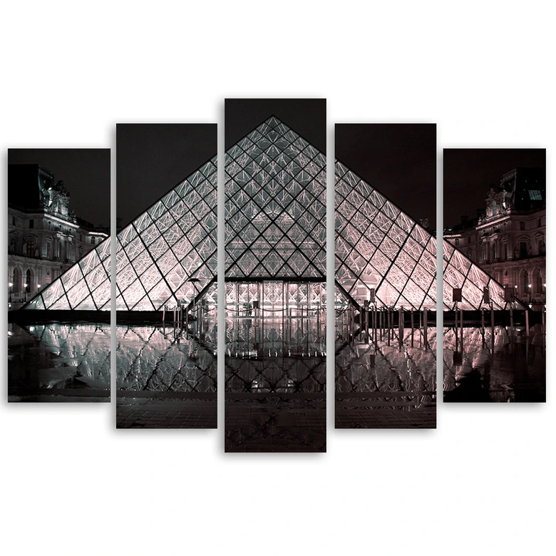 Leinwandbild 5 teilig, Louvre Paris Frankreich 