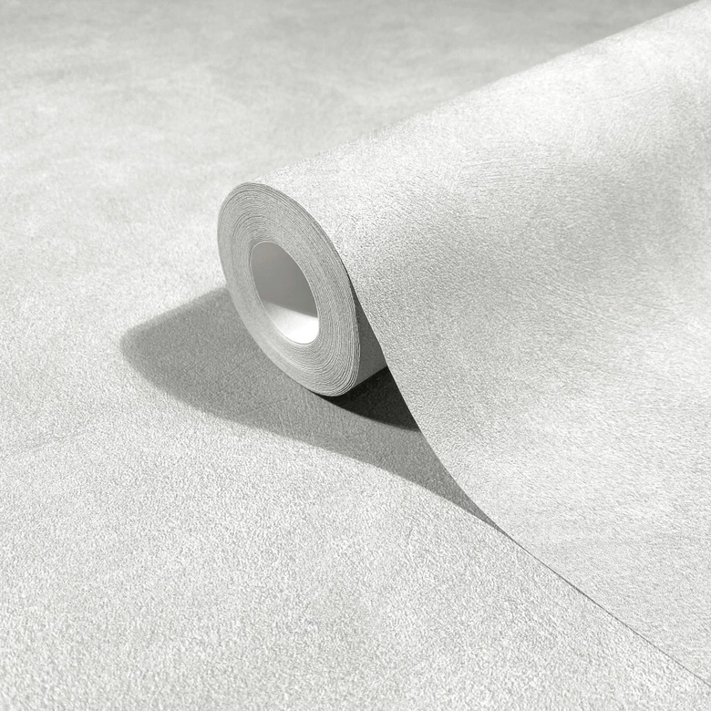 Vliesbehang betonlook gipslook effen mat in wit  