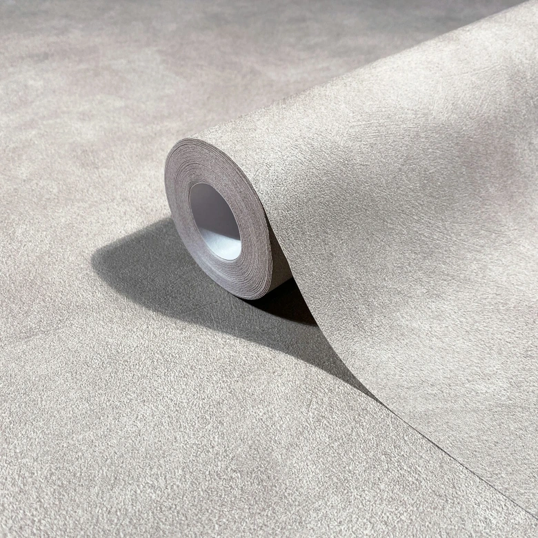 Vliesbehang betonlook gipslook effen mat in beige  