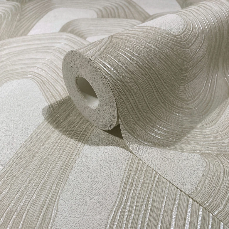 Vliestapete 3D-Optik, Hügel Grafisch Geometrisch in Beige  