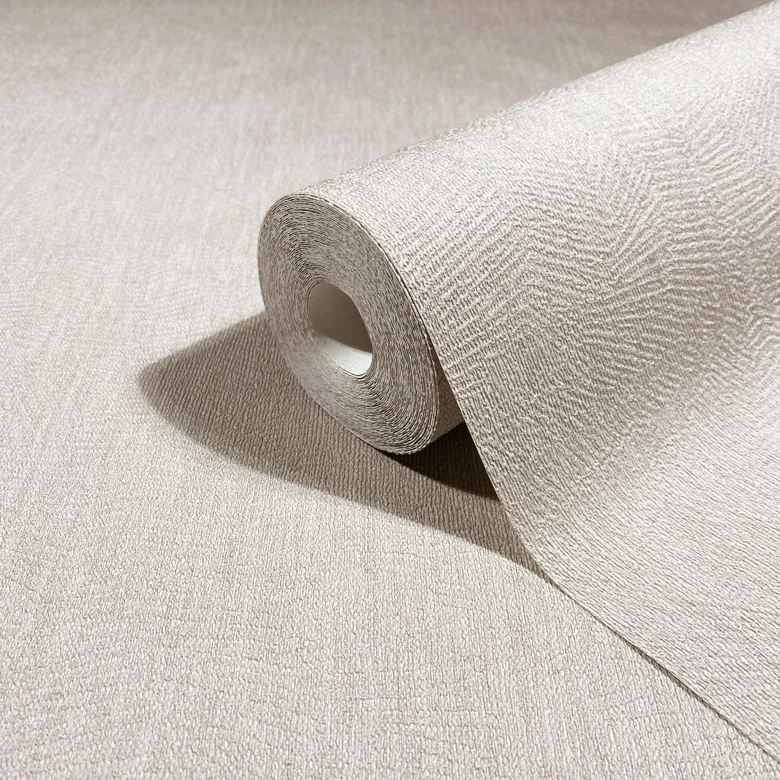 Non-woven wallpaper texture plaster look plain matt in beige  