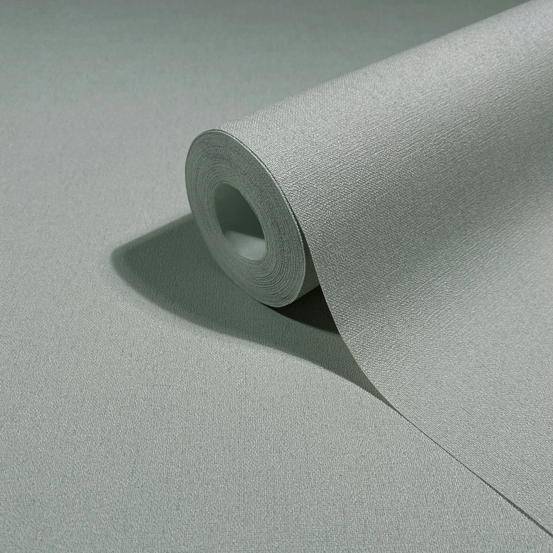 Papel pintado no tejido aspecto hormigón liso moderno mate en verde  