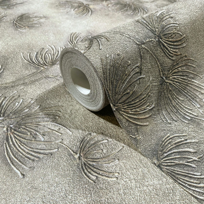 Vliestapete Blumen, Beton Floral Natur matt in Grau  