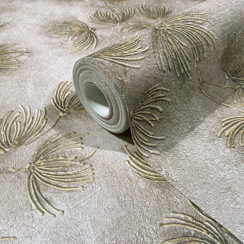 Vliestapete Blumen, Beton Floral Natur matt in Beige  