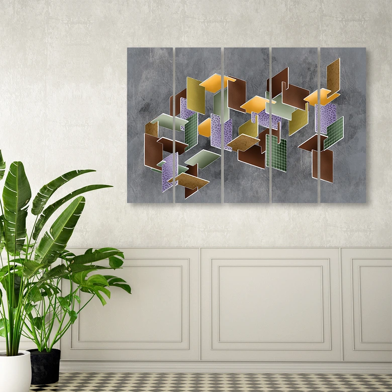 Leinwandbild 5 teilig, 3D -Rätsel 