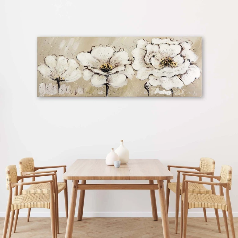 Leinwandbild, Weiße Blumen Shabby Chic 