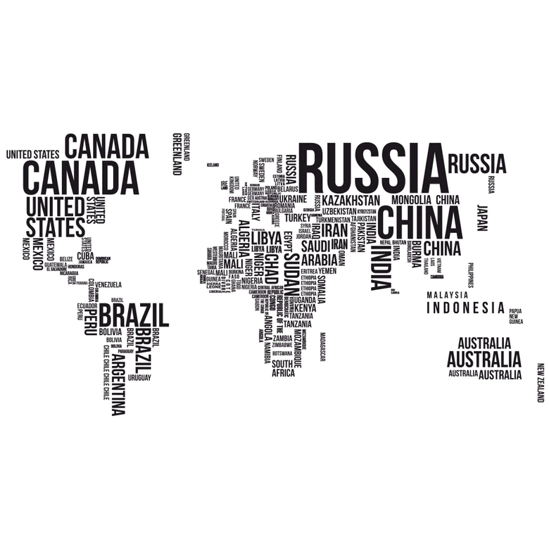 World Map Typograhy Wall sticker 
