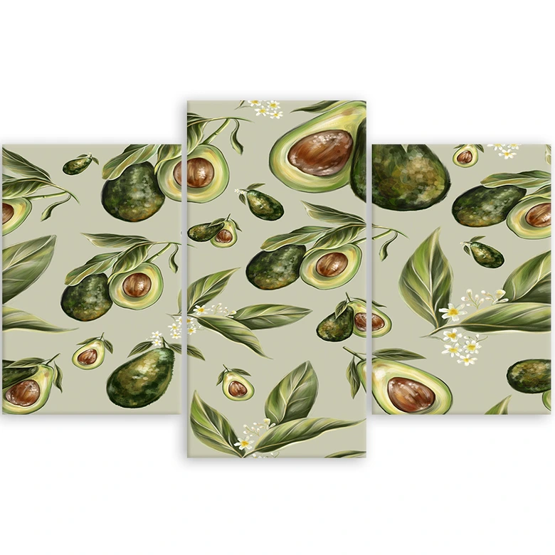 Leinwandbild 3 teilig, Avocado -Hälften 