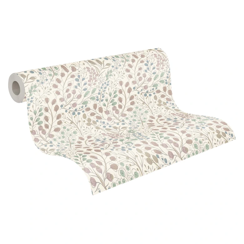 Papier peint Floral Blanc Rose - papier peint intissé A.S. Création 