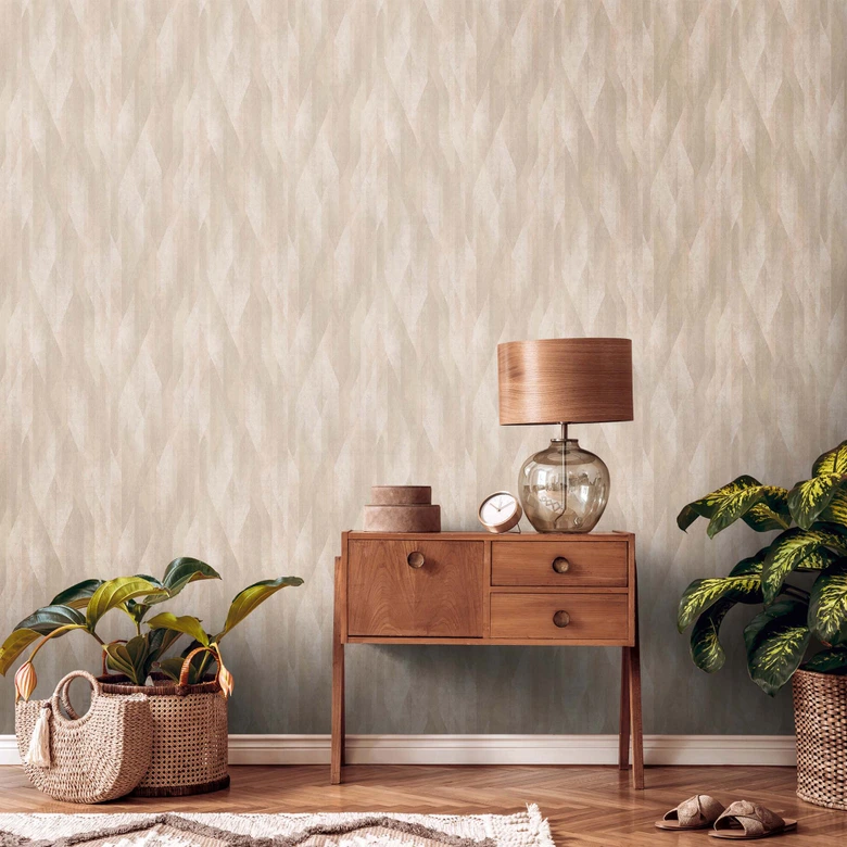 Ikke-vævet tapet svensk stil beige - grafisk skandinavisk tapet til stue, soveværelse 