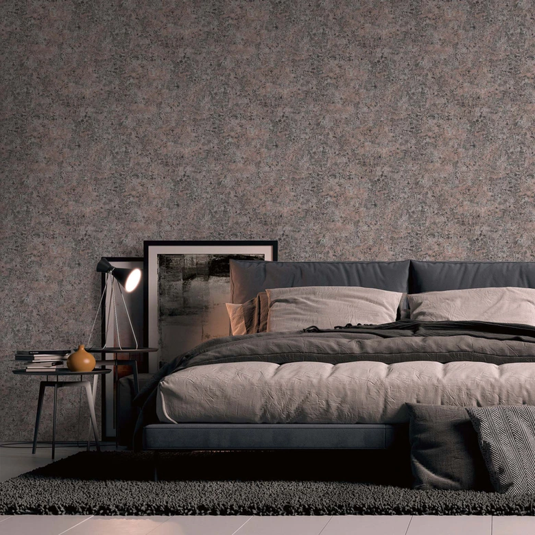 Tapeta z włókniny w stylu industrialnym miedź, czerń, srebro rdza tapeta z efektem metalicznym 