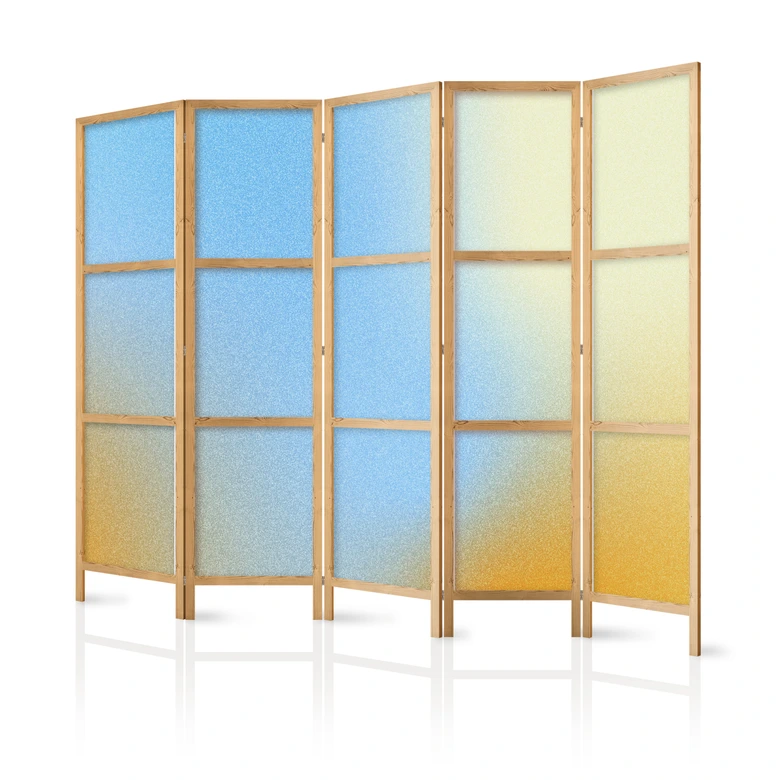Japanischer Paravent, Raumteiler freistehend, Trennwand - Energetic Gradient: Vibrant Colors 