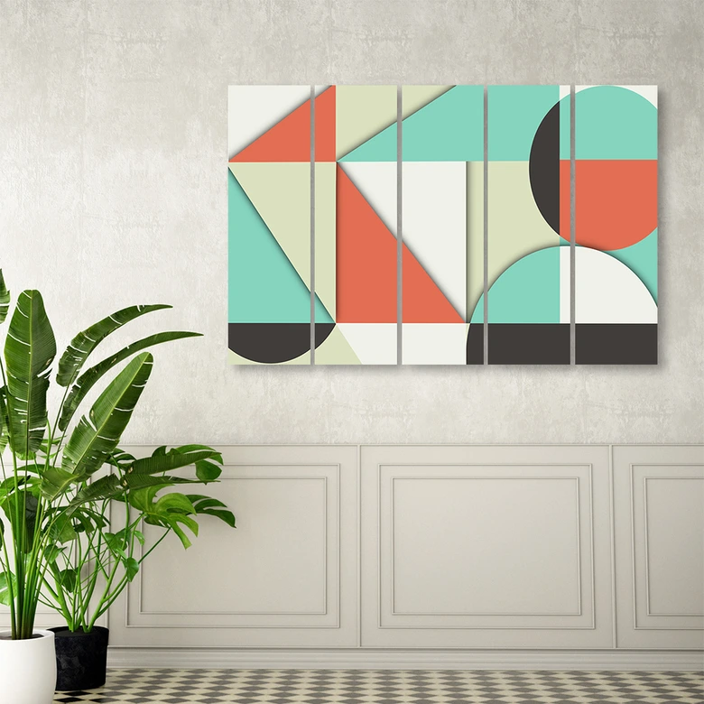Leinwandbild 5 teilig, Geometrische Abstraktionsformen 